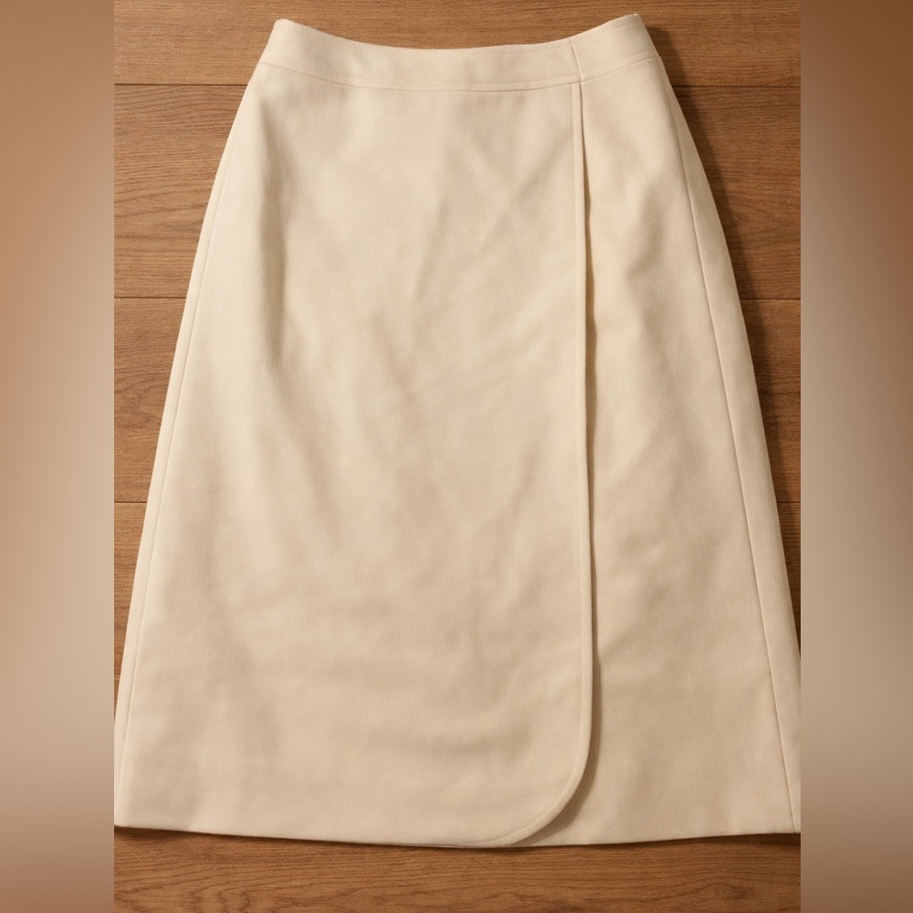 CELINE vintage cream wool wrap skirt Paris midi 40 - Picture 4 of 8